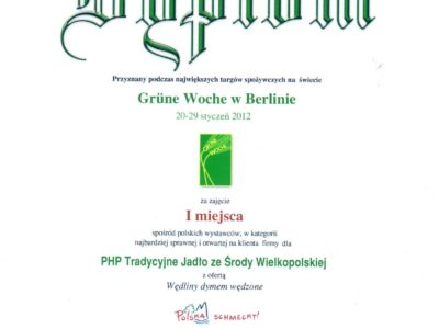 Dyplom Berlin Grune Woche 2012